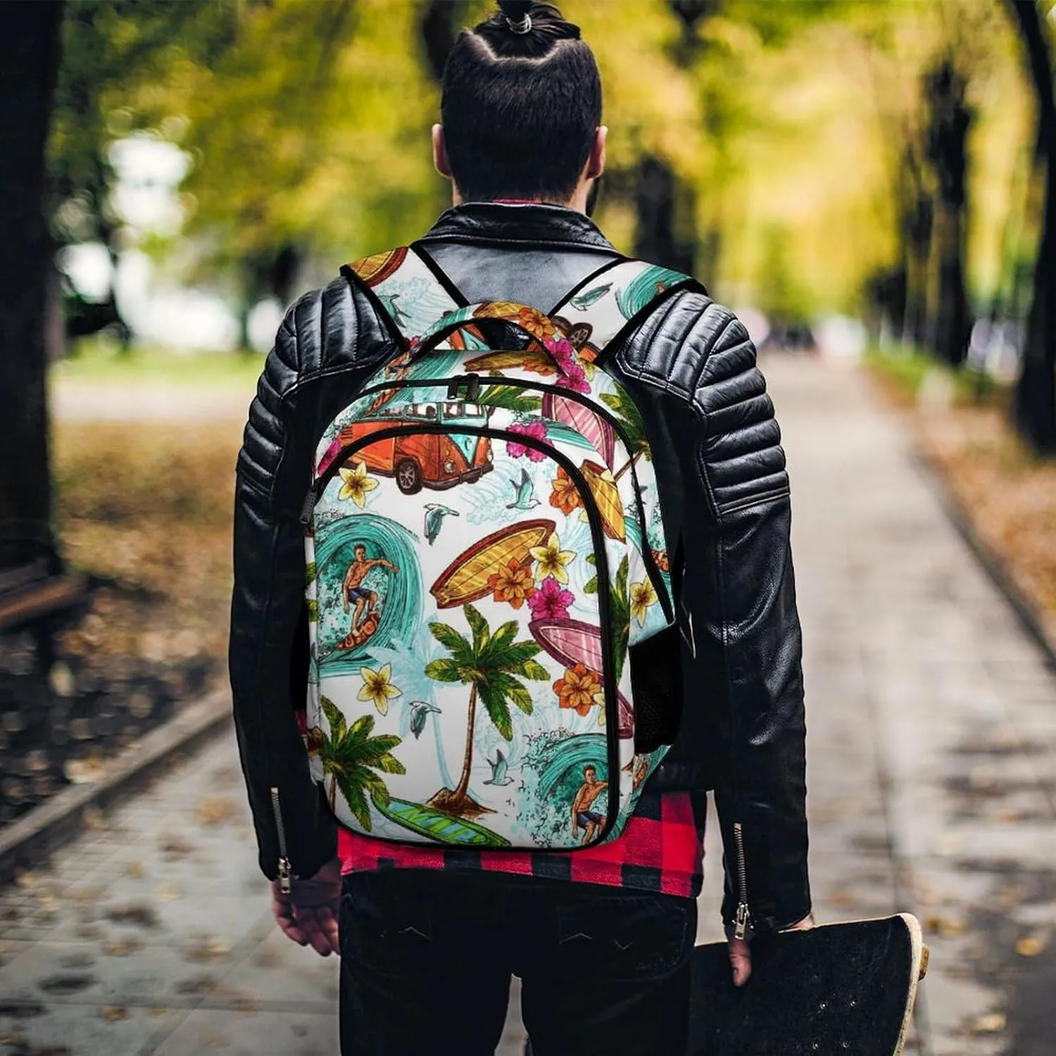 Hawaiian Style Backpack Large Capacity Lightweight Backpack Laptop Backpack For Unisex