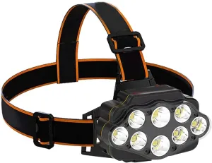 Head Flashlight Waterproof USB Charging Durable Portable Super Bright 8 LED Light Rechargeable Headlight for Nightwalk Hiking Fishing