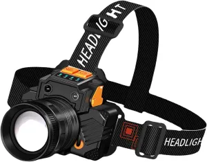 Head Torch Rechargeable 3 Modes LED Headtorch, Motion Sensors Waterproof Headlamp for Camping Running Fishing