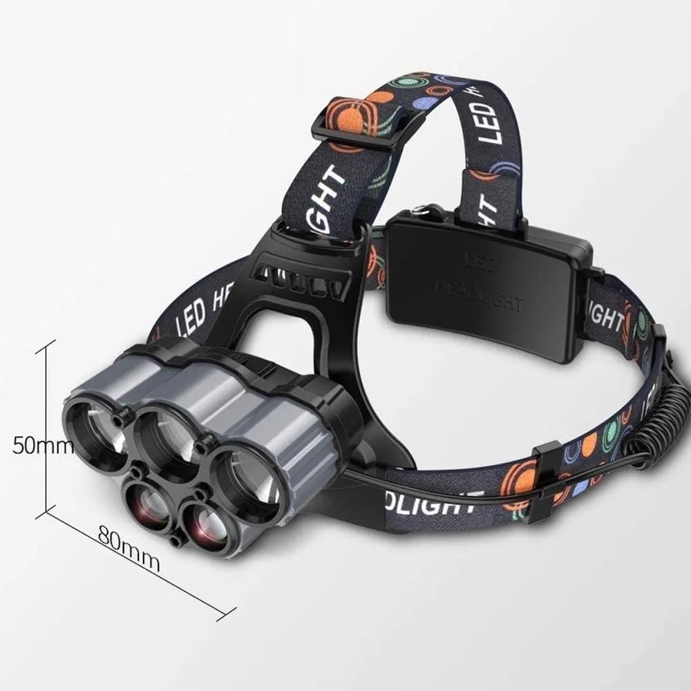 Head Torch,Headlamp, Rechargeable Headlamp for Adults 6000 Lumens Super Bright Zoomable Headlight, Super Bright WaterproofSuitable for Running, Walking, Camping, Reading, Hiking