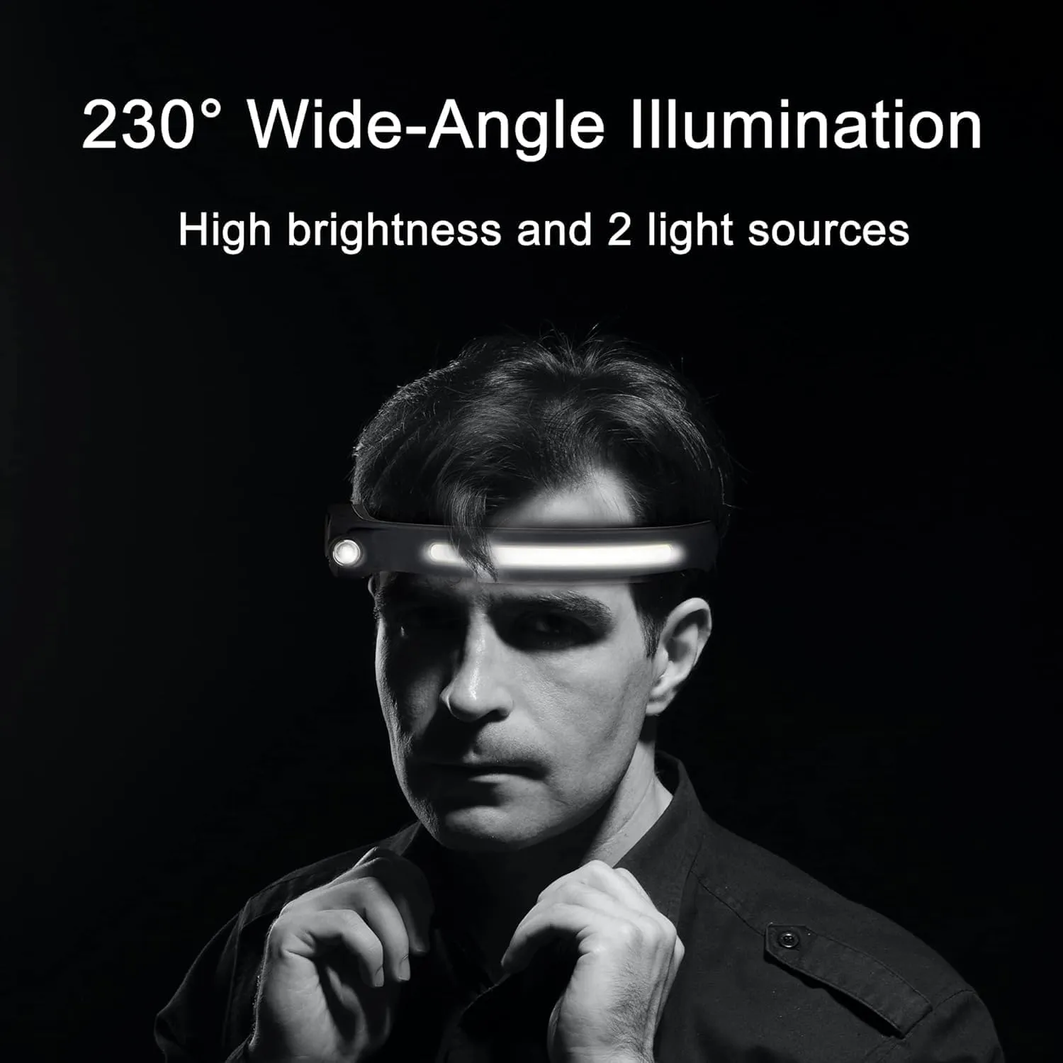 Headlamp Flashlight, 2Pack Rechargeable LED Headlamps 1200Lumens 2 COB 230°Wide Beam Headlight with Motion Sensor Bright 5 Modes Lightweight Waterproof Head Lamp for Outdoor Running, Camping Hiking