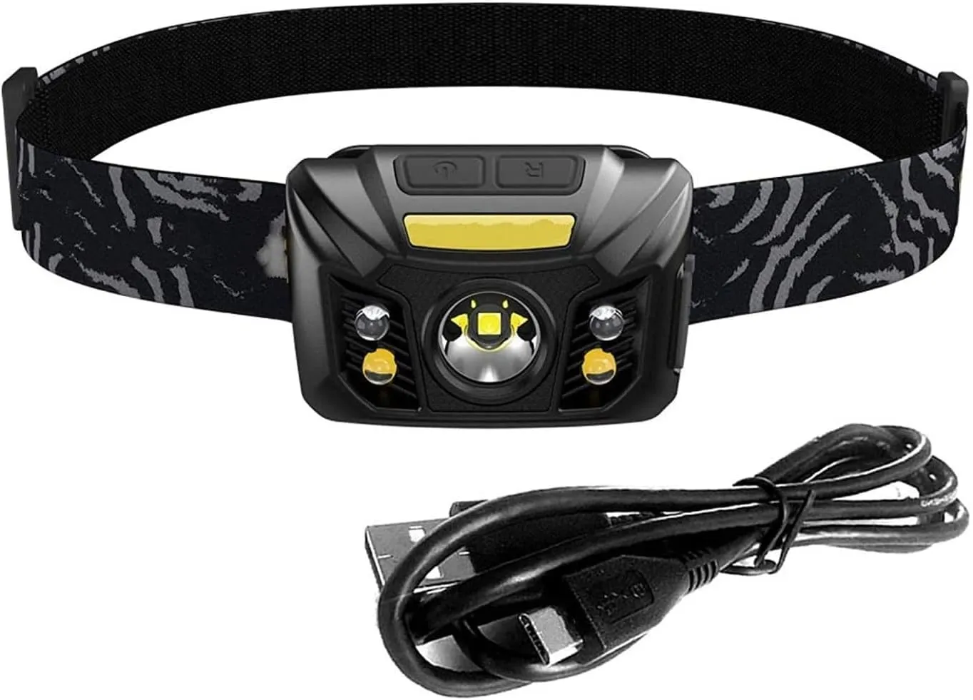 Headlamp Flashlight, Rechargeable Headlight with White Light and Red Light, Waterproof Motion Sensor Head Lamp, 9 Modes for Outdoor Camping Cycling Running Fishing