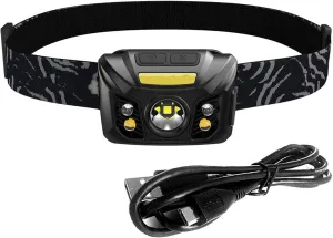 Headlamp Flashlight, Rechargeable Headlight with White Light and Red Light, Waterproof Motion Sensor Head Lamp, 9 Modes for Outdoor Camping Cycling Running Fishing