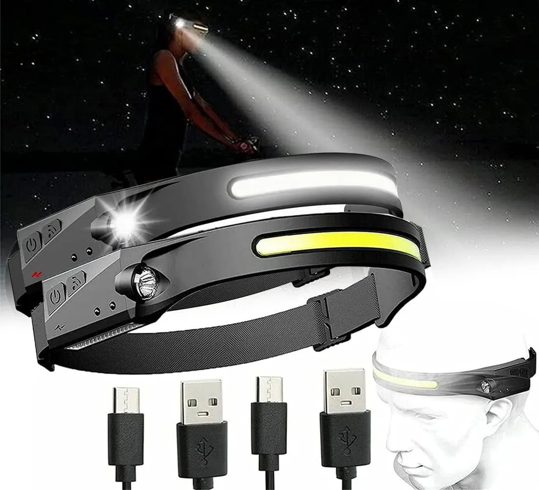Headlamp Flashlight,Headlamp Rechargeable Led Headlamp, 2-in-1 Motion Sensor Ultra Bright Led Headlamp & Flashlight, 230° Wide Beam & Spotlight for Outdoor Indoor (2PCS)