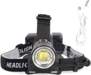 Headlamp, P70 4000LM High Brightness USB Charging Zoomable Large Power Strong Light Headlamp with Can Be Adjusted Headband