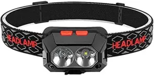 Headlamp Rechargeable, 1100 Lumen Super Bright Motion Sensor Head Lamp Flashlight, Portable Waterproof LED Headlight with White Red Light, 4 Modes Head Lights for Camping Cycling Running Fishing