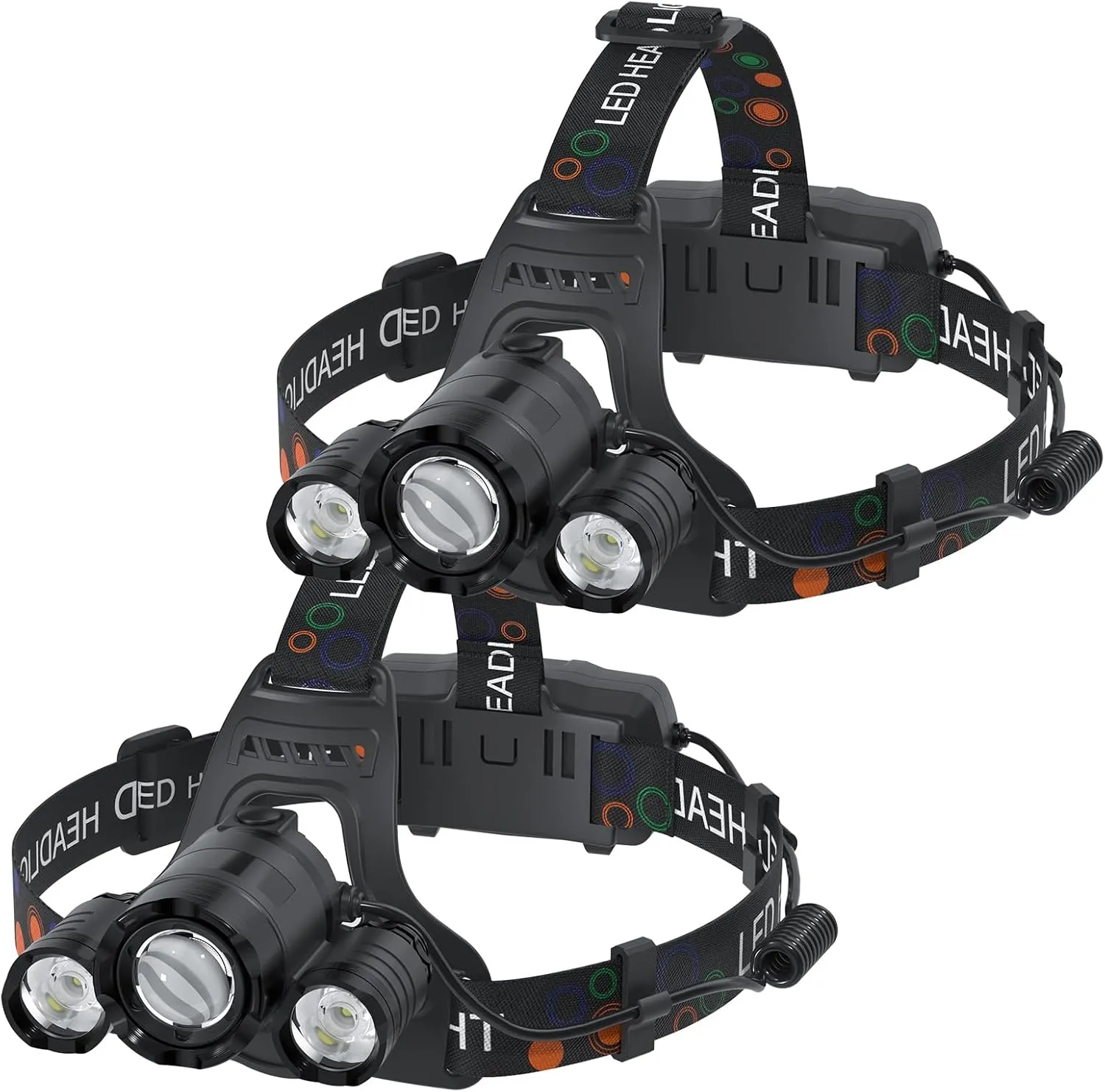 Headlamp Rechargeable 1200 Lumens Super Brightest 4 Modes Head Lamp for Adults Zoom Waterproof Headlight 90°Angle Adjustable Head Lights for Outdoor Camping Hunting Running Hiking (Red, 2 Pack)