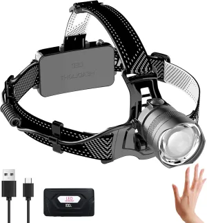 Headlamp Rechargeable -120000LM Super Bright Head Lamp, 3Modes 40H Runtime LED Headlamp, Waterproof Head Lights for Forehead, 90° Adjustable & Zoomable Headlamps for Adults Camping Hiking Fishing