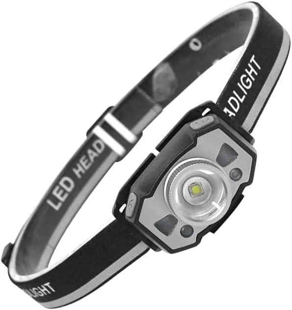 Headlamp Rechargeable, Ultra Bright LED Head Lamp Flashlight with Zoom Infrared Sensing, Motion Sensor Waterproof Headlight for Camping Fishing Hiking (Black)
