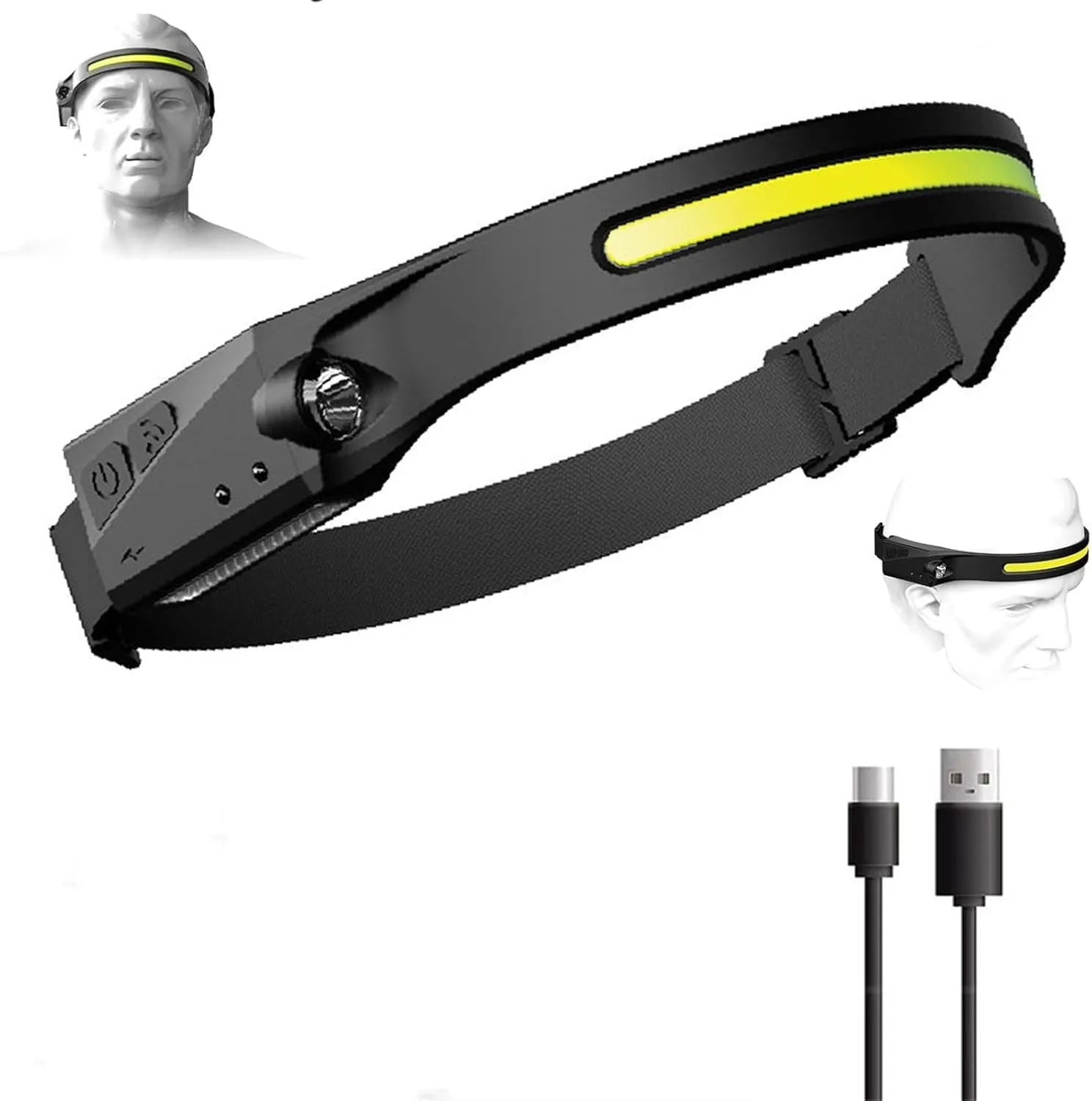 Headlamp Rechargeable,Motion Sensor 5Mode Head Lights,for Outdoor Camping Running Hiking Fishing