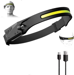 Headlamp Rechargeable,Motion Sensor 5Mode Head Lights,for Outdoor Camping Running Hiking Fishing