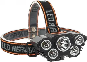 Headlamp with 5 LED Super Bright Lamp Beads & Red-Blue Flash Light, USB Rechargeable, 5 Light Modes IPX45-Waterproof Headlamps Flashlight for Fishing, Camping, Hiking & Outdoors