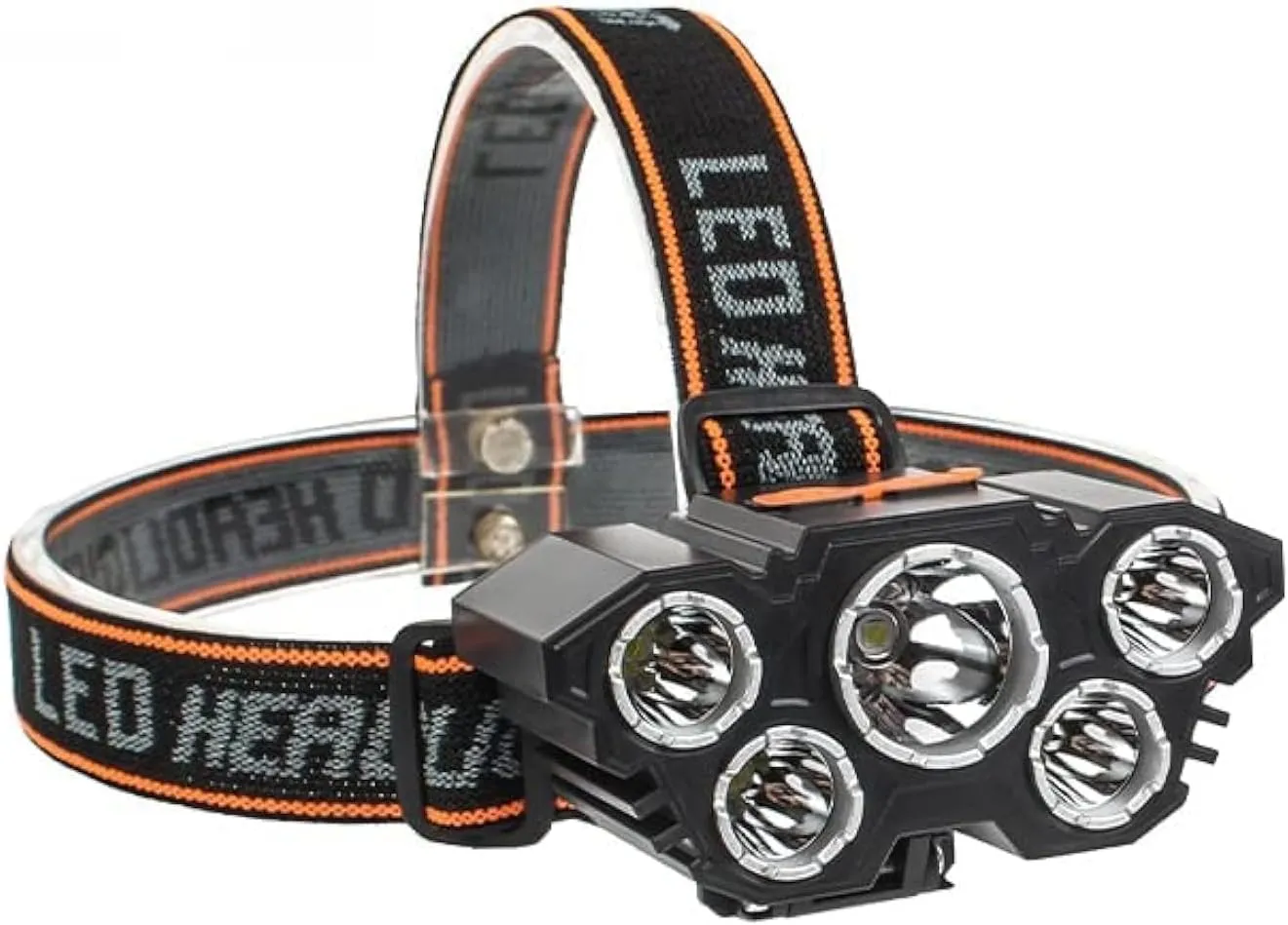 Headlamp with 5 LED Super Bright Lamp Beads & Red-Blue Flash Light, USB Rechargeable, 5 Light Modes IPX45-Waterproof Headlamps Flashlight for Fishing, Camping, Hiking & Outdoors