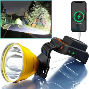 Headlamps for Adults Rechargeable LED Hunting Headlamp Super Bright Head Lamps, Charge for Phones, for Power Outages, Hurricane, Fishing, Emergency Searching, Exploring