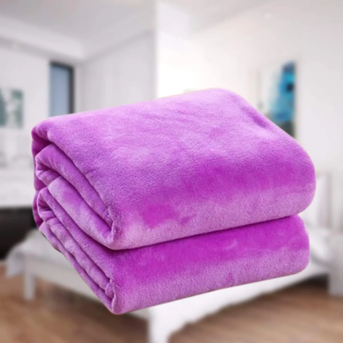 HEALLILY Solid Color Flannel Fleece Blanket Lightweight and Cozy for Couch Bed Home Use Extra Warm Purple Bedding for Winter Camping and Backpacking