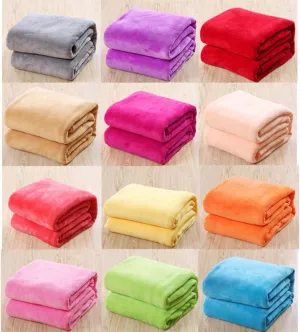 HEALLILY Solid Color Flannel Fleece Blanket Lightweight and Cozy for Couch Bed Home Use Extra Warm Purple Bedding for Winter Camping and Backpacking