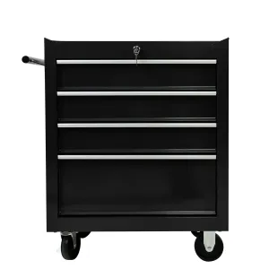 HFYee Rolling Tool Chest Metal Tool Box with Wheels Tool Cabinet Portable Tool Box with Wheels 4 Drawers Multifunctional Tool Cart with Wheels Craftsman Tool Chest, Black