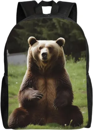 Hi Bear Sit On The Lawn Cute Backpack Waterproof Lightweight Laptop Backpack Shoulder Bag Casual Daypack For Women Men