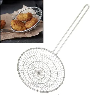 Hicook Stainless Steel Kitchen Spider Strainer Skimmer Ladle Food Dumpling Noodle Strainer for Pasta Spaghetti Noodles and Frying, 7 inches