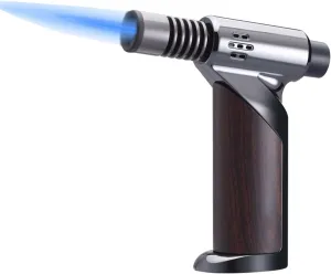 High-end Textured Multi-Purpose Butane Lighter, Vintage Metal Windproof Jet Flame, Adjustable Flame, Refillable Gas Portable Lighters for Camping Party (Fuel Not Included)(Brown 1)