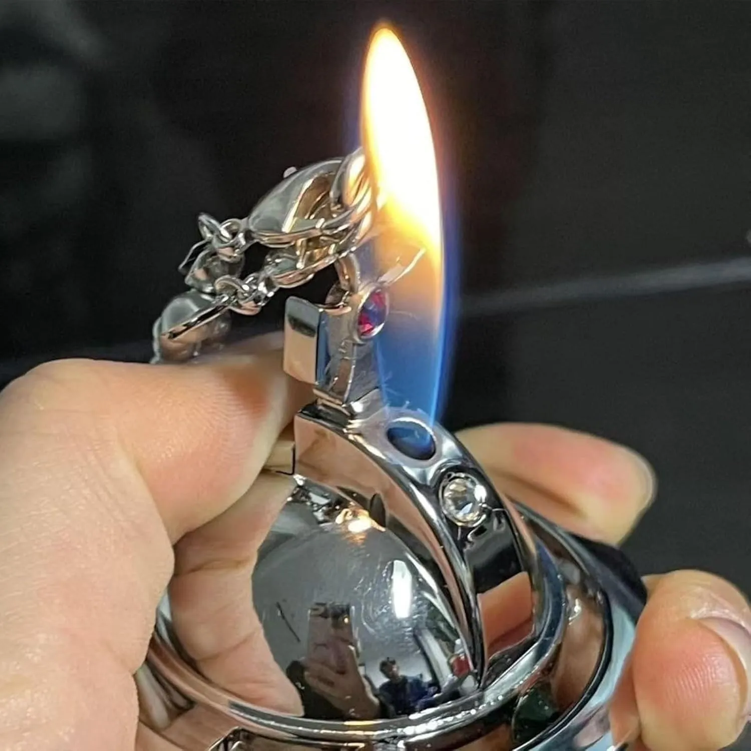 High-Grade Punk Saturn Necklace Lighter – Vintage Inflatable Soft Flame with Chain for Men and Women Portable Nana(#1)