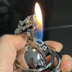 High-Grade Punk Saturn Necklace Lighter – Vintage Inflatable Soft Flame with Chain for Men and Women Portable Nana(#1)