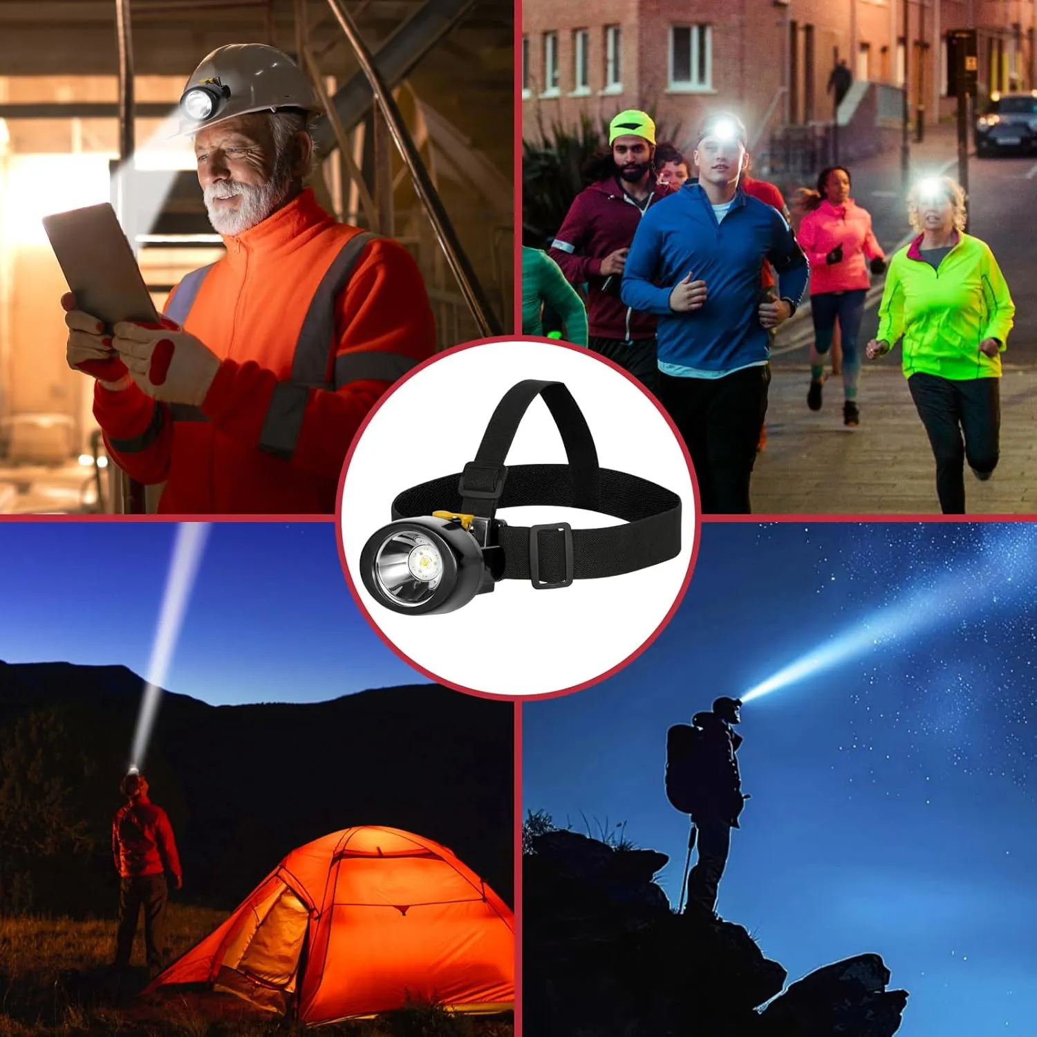 High Lumens LED Mining Headlamp with Hat - Waterproof, Durable, Long-Lasting Rechargeable Headlight, Adjustable Strap, Perfect for Miners Camping Hiking (KL2.8 Black-Yellow Button with Hat)