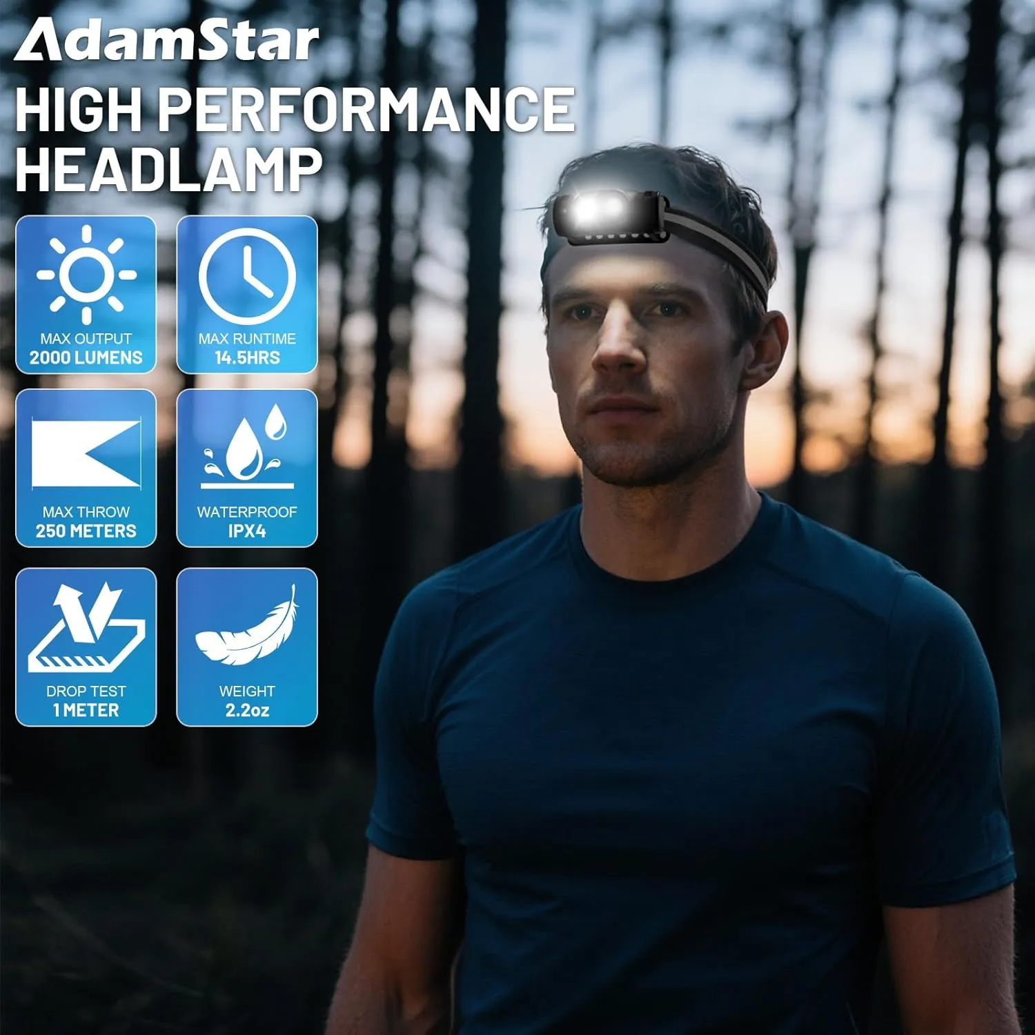 High Lumens Rechargeable Magnetic LED Headlamp for Camping, Hiking, Caving, Fishing, Waterproof Impact-Resistant Bright Head Light with 4 Light Modes, Adjustable Headstrap (2 Pack Magnetic Headlamp)