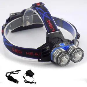 High Power headlamp  2 *T6 Leds headlight usb port AA battery or 18650 head light lamp torch    car charger   AC charger