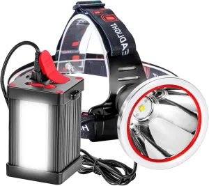 High Power LED Headlamp Separation Design Outdoor Head Lamps Waterproof&Rechargeable Long Distance Headlight for Camping Hiking Fishing Hunting (White Light)