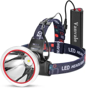 High Power Rechargeable LED Headlamp,IPX4 Waterproof Head Light with Charger,Super Long Lasting Hunting Lamp for Running,Fishing,Camping,Outdoor,Storm Power Outage（Yellow Light）