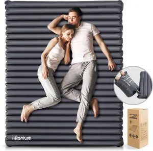 Hikenture Double Sleeping Pad for Camping, 4" Extra-Thick Camping Mattress 2 Person, Inflatable & Ultralight Sleeping Mat for Backpacking, Hiking (Grey Pumpsack, Full XL)