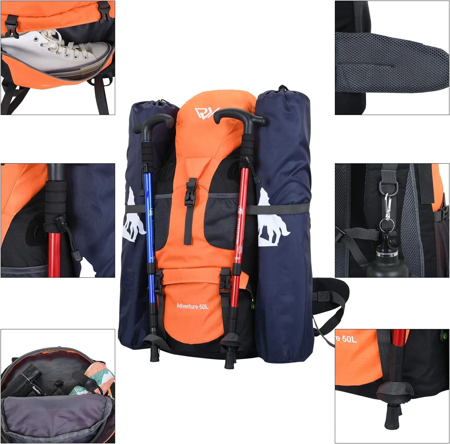 Hiking Backpack, 50l Camping Lightweight Bag for Outdoor