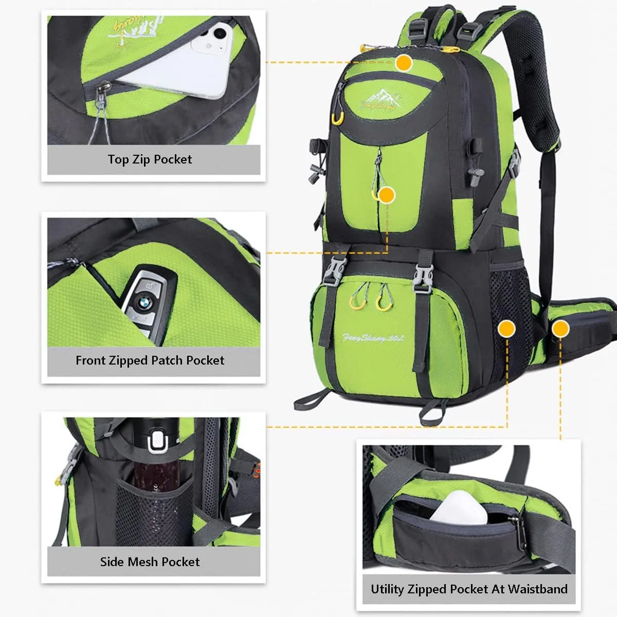 Hiking Backpack 50L Climbing Camping Backpack Large Rucksack for Trekking Travel Outdoor Sport
