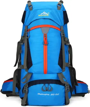 hiking backpack 65l,Lightweight Trekking For Men Women Large Capacity Mountaineering Travel Waterproof Camping Daypack (Light blue)