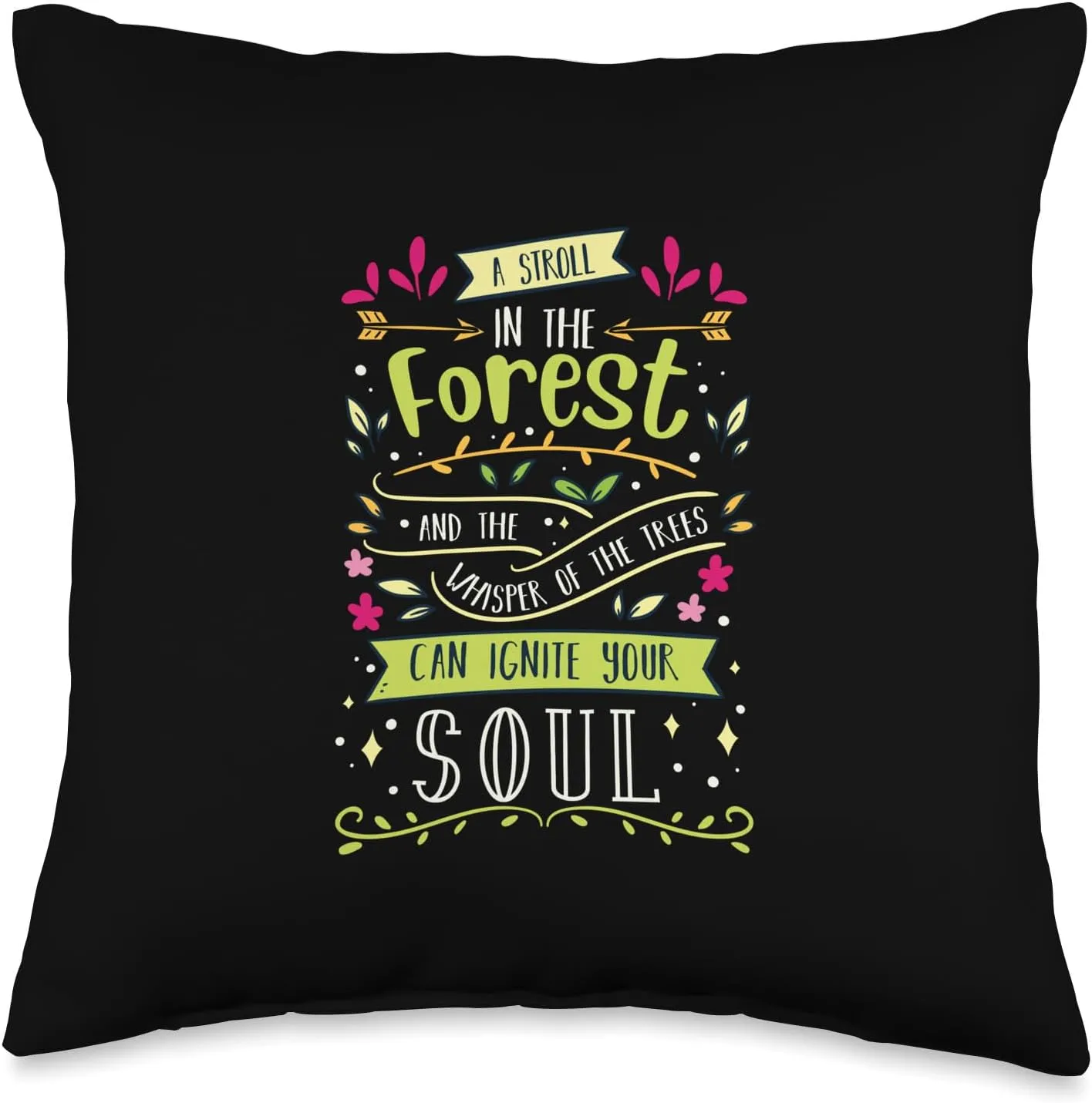 Hiking Nature Trekking Lakeside Backpacker Forest Camping Throw Pillow, 16x16, Multicolor