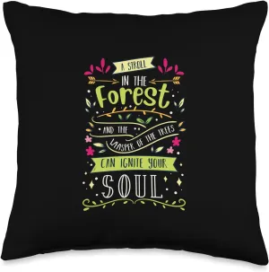 Hiking Nature Trekking Lakeside Backpacker Forest Camping Throw Pillow, 16x16, Multicolor
