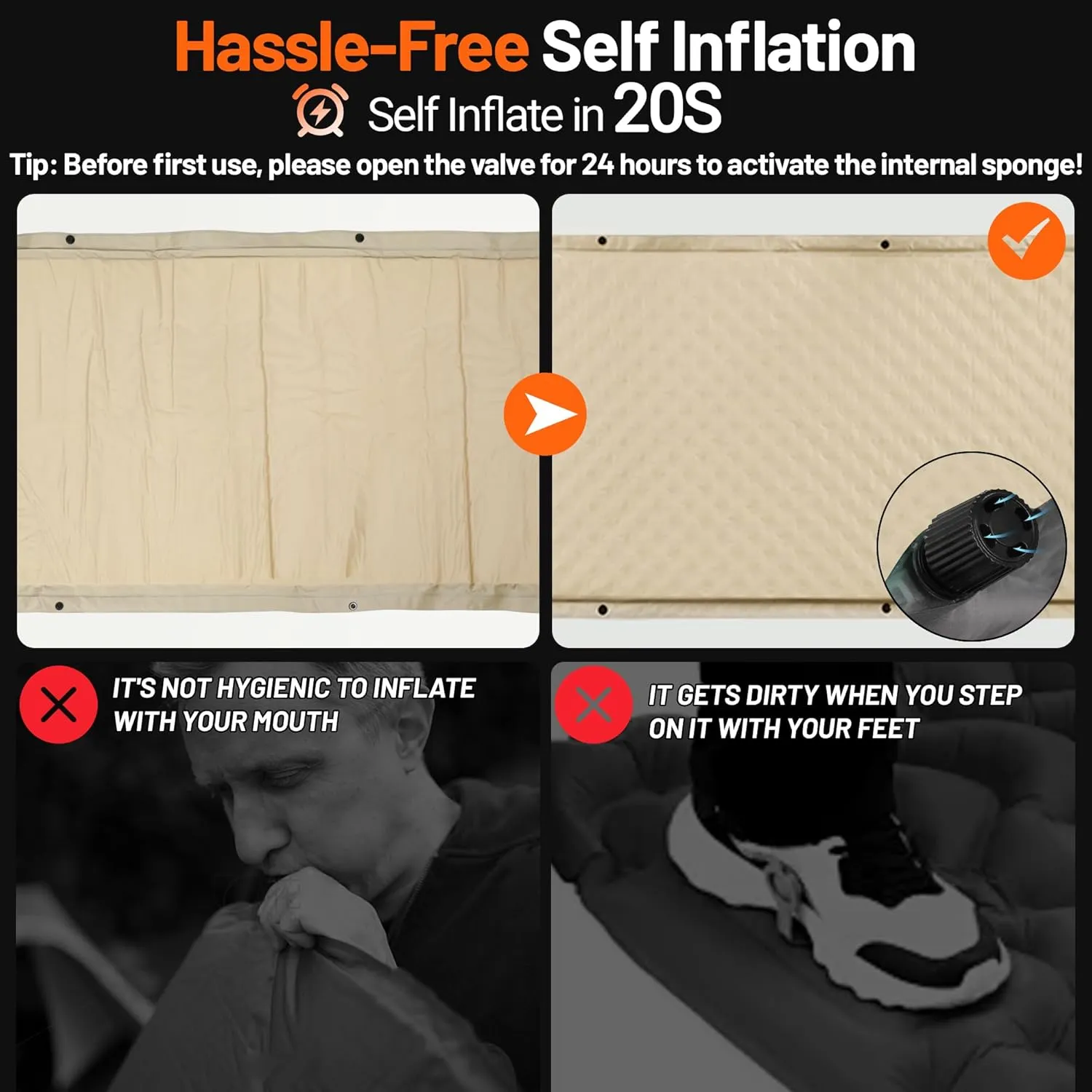 Himalaya Inflatable Sleeping Pad for Camping Ultralight Sleeping Mat for Backpacking Hiking Compact Camping Air Mattress with Pillow Foam Sleeping Mat