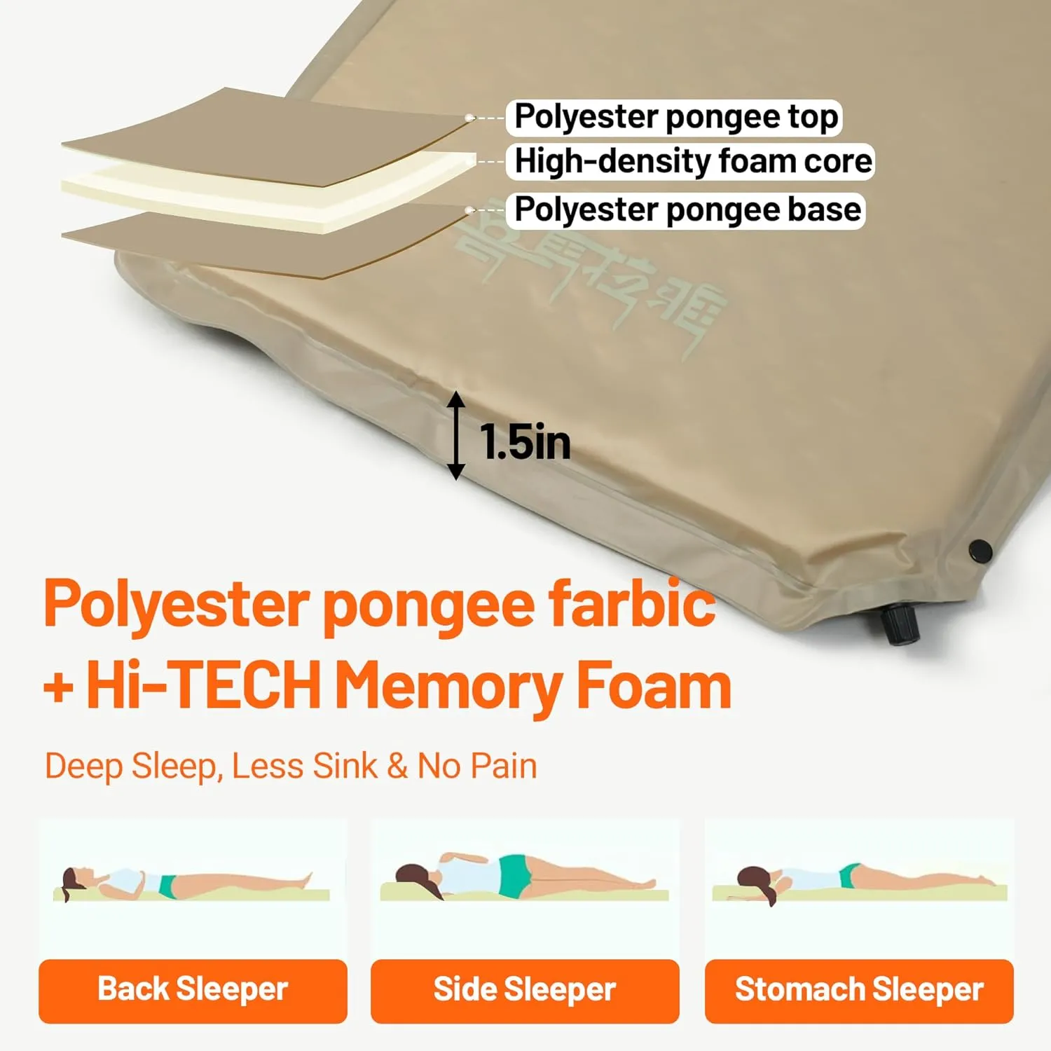 Himalaya Inflatable Sleeping Pad for Camping Ultralight Sleeping Mat for Backpacking Hiking Compact Camping Air Mattress with Pillow Foam Sleeping Mat