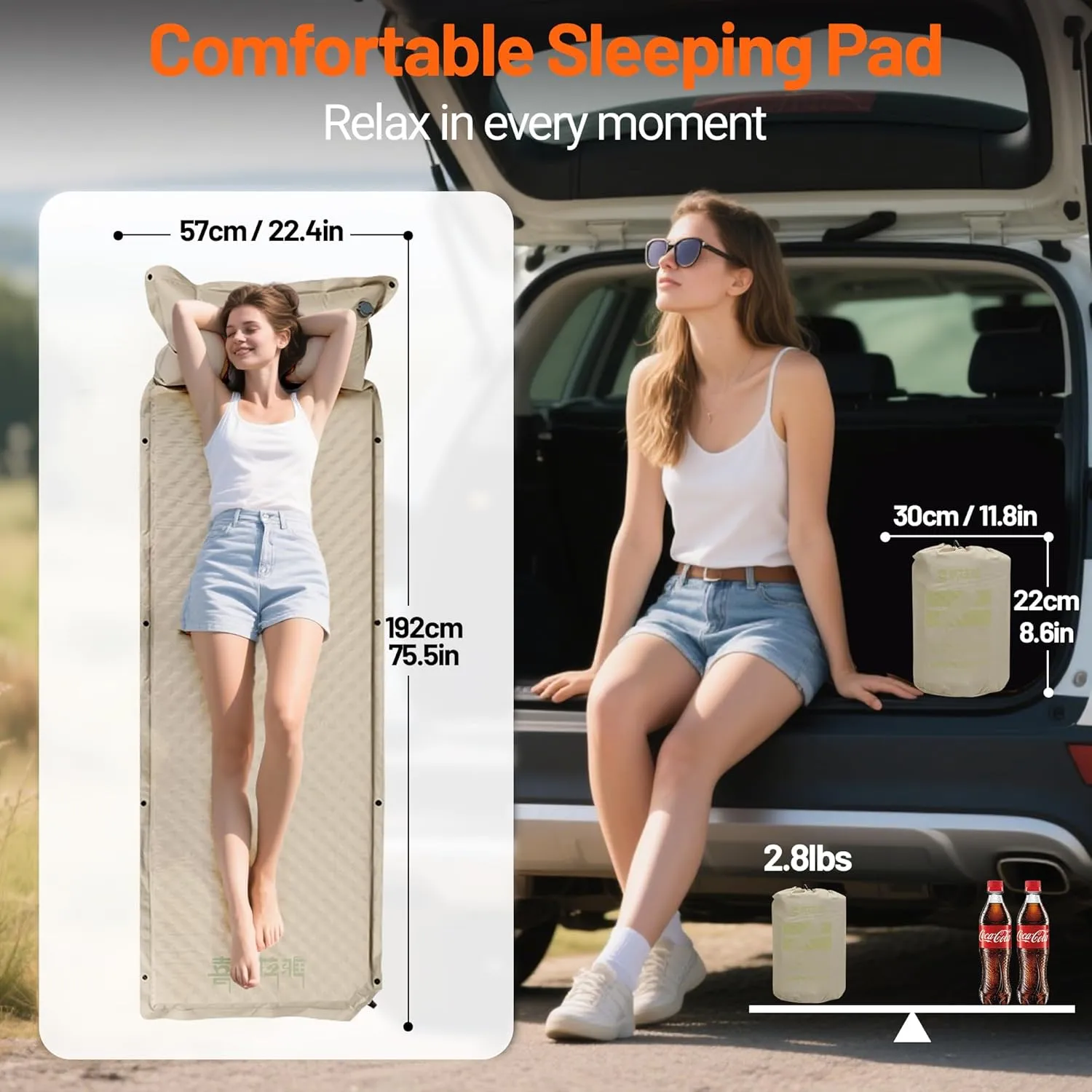 Himalaya Inflatable Sleeping Pad for Camping Ultralight Sleeping Mat for Backpacking Hiking Compact Camping Air Mattress with Pillow Foam Sleeping Mat