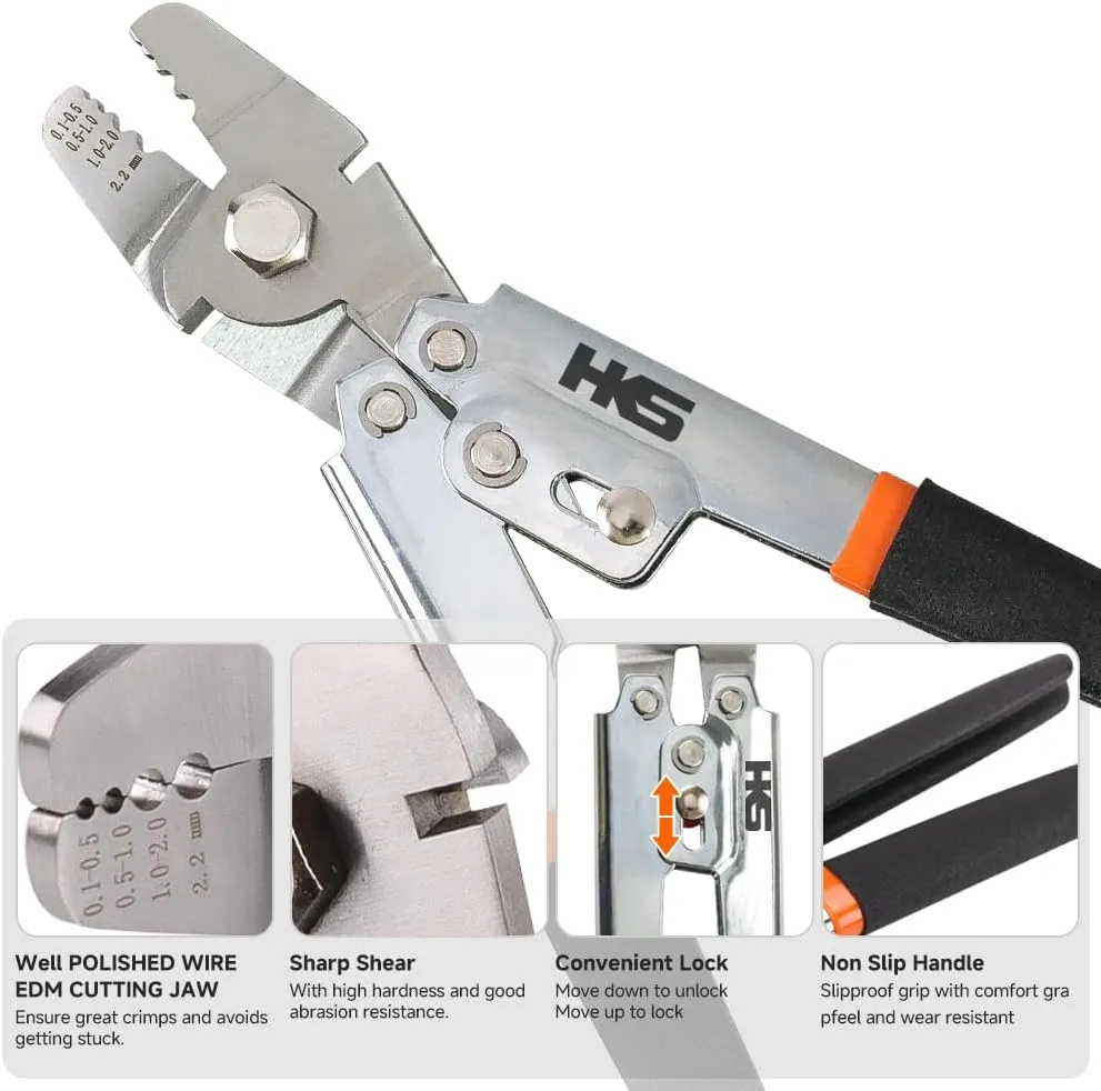 HKS Up to 2.2mm Wire Rope Crimp Tool with 328FT 1/16'' Stainless Steel Wire Rope Kit, 200 pcs M1.5 Aluminum Double Tube Ferrules and 50 pcs Stainless Steel Thimbles, Crimp Tool with Cutting Function
