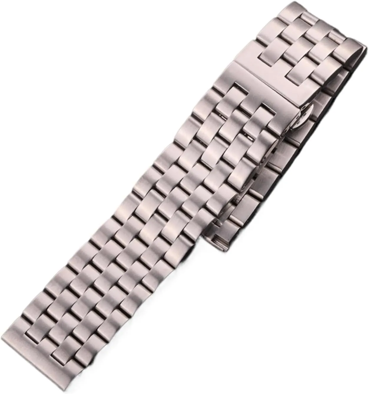 HMFang Watchband Bracelet Solid Stainless Steel 20mm 22mm 24mm 26mm Watch Band Women Men Silver Brushed Metal Strap Deployment Clasp