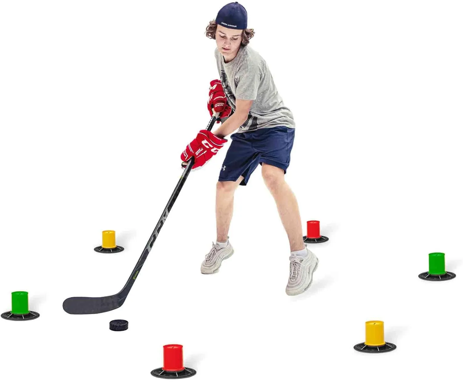 Hockey Revolution Lightweight Stickhandling Training Aid, Equipment for Puck Control, Reaction Time & Coordination - Light, Portable & Adjustable - Drill Cones
