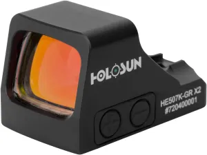 HOLOSUN HE507K-GR X2 / HS507K X2 Multi-Reticle 2 MOA Dot & 32 MOA Circle Open Reflex Pistol Sight - Durable Shake-Awake Parallax-Free Aluminum Sight for Subcompact Handguns - Green & Red Dot Options