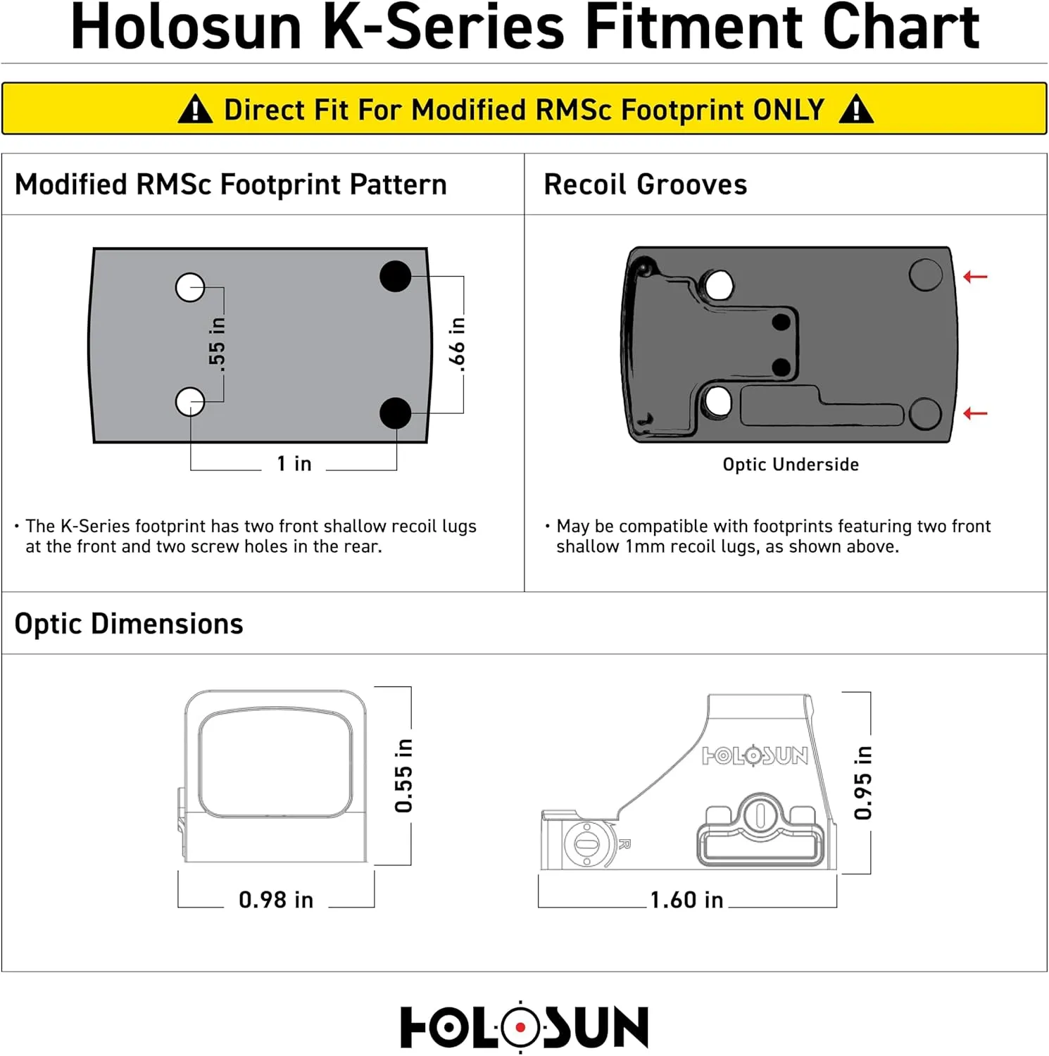 HOLOSUN HE507K-GR X2 / HS507K X2 Multi-Reticle 2 MOA Dot & 32 MOA Circle Open Reflex Pistol Sight - Durable Shake-Awake Parallax-Free Aluminum Sight for Subcompact Handguns - Green & Red Dot Options