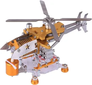 Horizontal Single Cylinder Vacuum Stirling Engine Model for Armored Helicopter, Physics Mechanics Experiment Tool for Teens & Adults