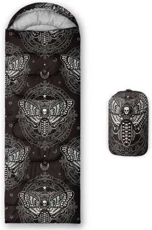 HOSIMA Butterfly Sleeping Bags for Adults and Kids for Camping,Black Gothic Ultralight Sleeping Bag for Cold Weather Summer.