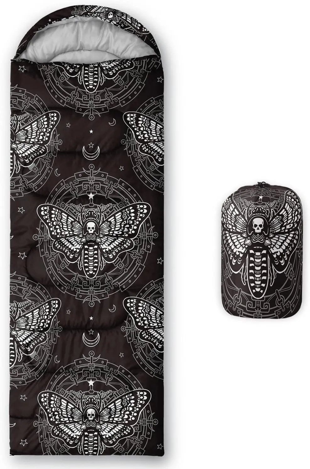 HOSIMA Butterfly Sleeping Bags for Adults and Kids for Camping,Black Gothic Ultralight Sleeping Bag for Cold Weather Summer.