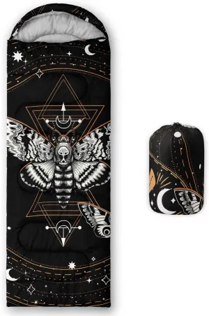 HOSIMA Butterfly Sleeping Bags for Adults and Kids for Camping,Black Gothic Ultralight Sleeping Bag for Cold Weather Summer.