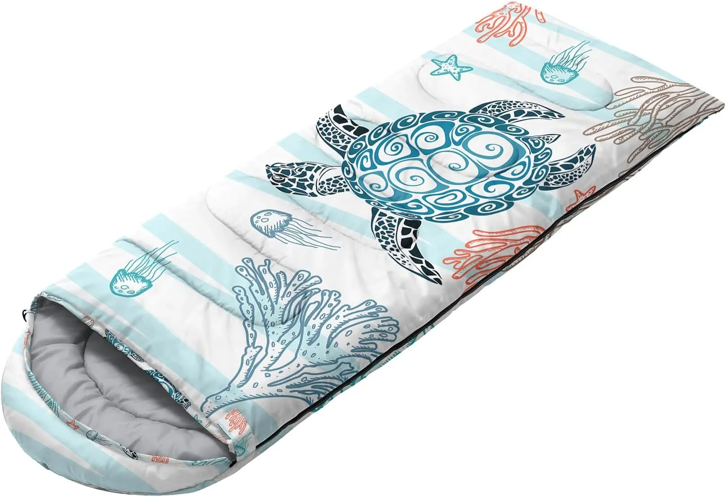 HOSIMA Cartoon Axolotl Sleeping Bags for Kids 10-12,Blue Cartoon Kids Sleeping Bags for Girls Boys,Compact Sleeping Bag for Camping Essentials and Hiking.